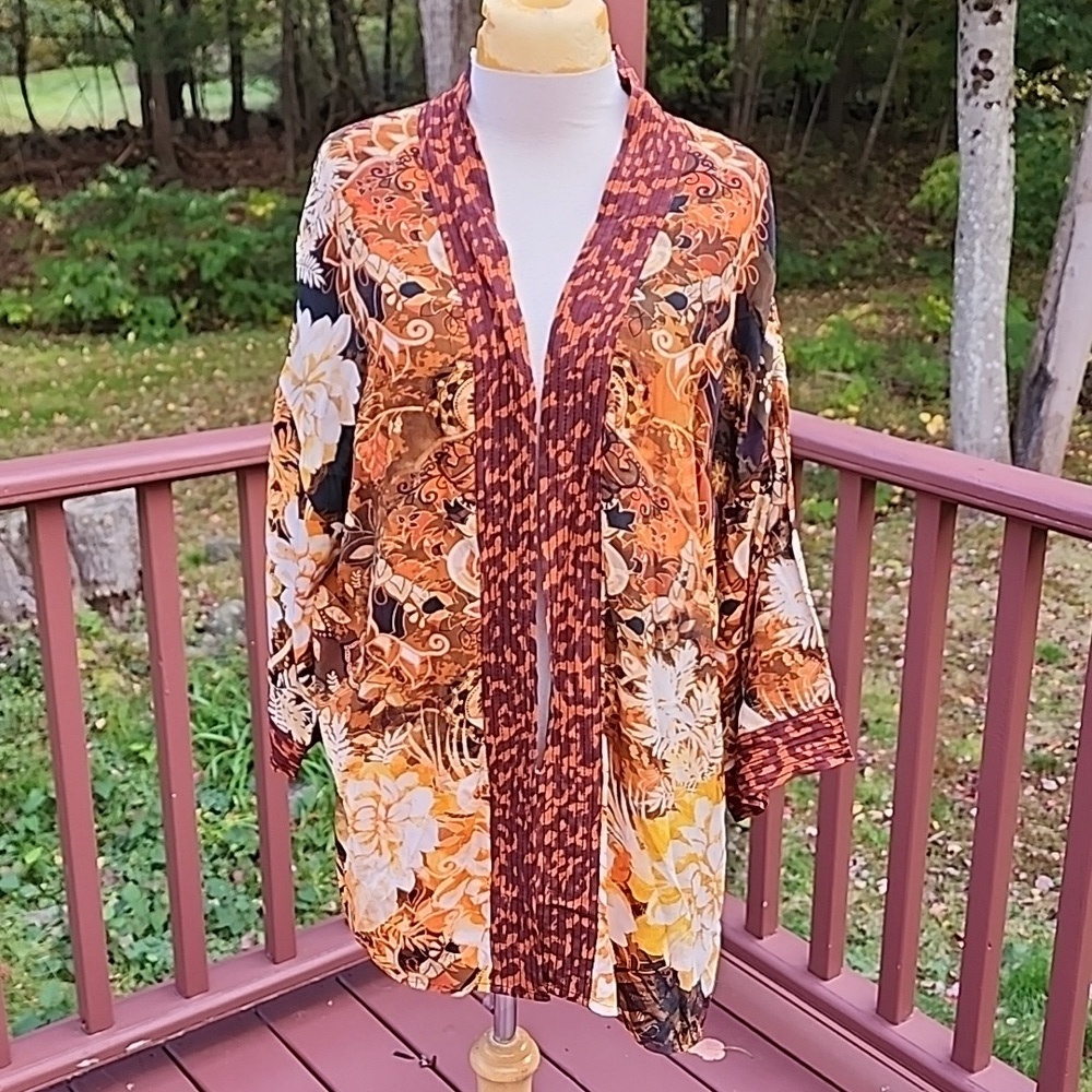 New! Soft Surroundings S/M floral multi Ariah kimono.